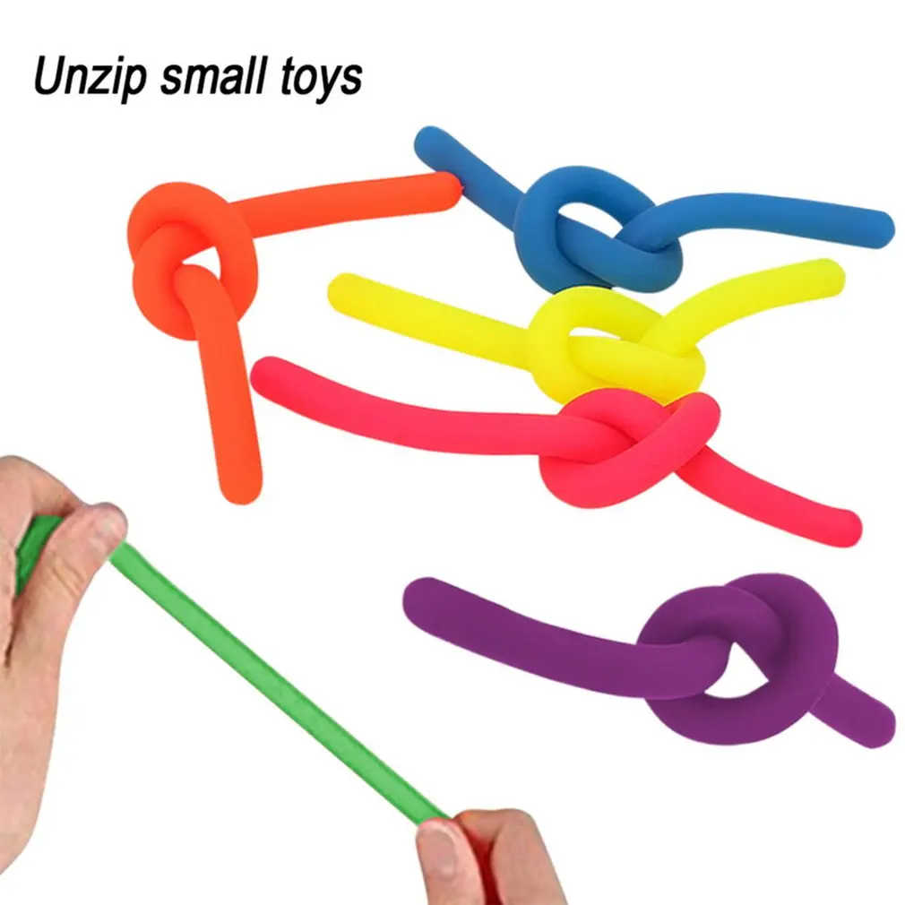 

6pcs/lot Soft Rubber Noodle Elastic Rope Toys Stretch String Decompression Toy Stretchy String Fidget Relief Stress Vent Toys