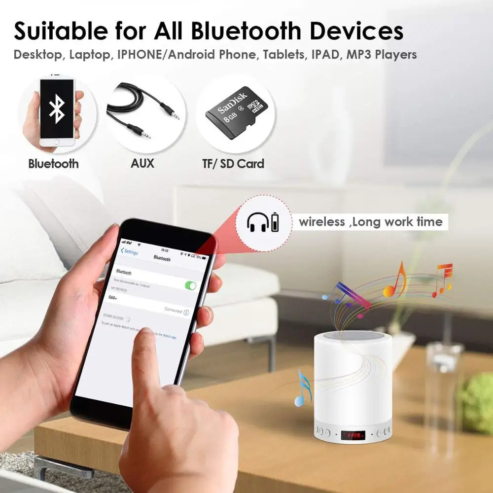 Нажмите на Bluetooth динамик часы светящийся кролик Будильник FM таймер проекция