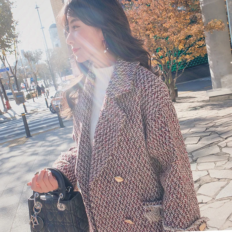 Зимнее новое длинное плотное шерстяное пальто модное свободное Шерстяное