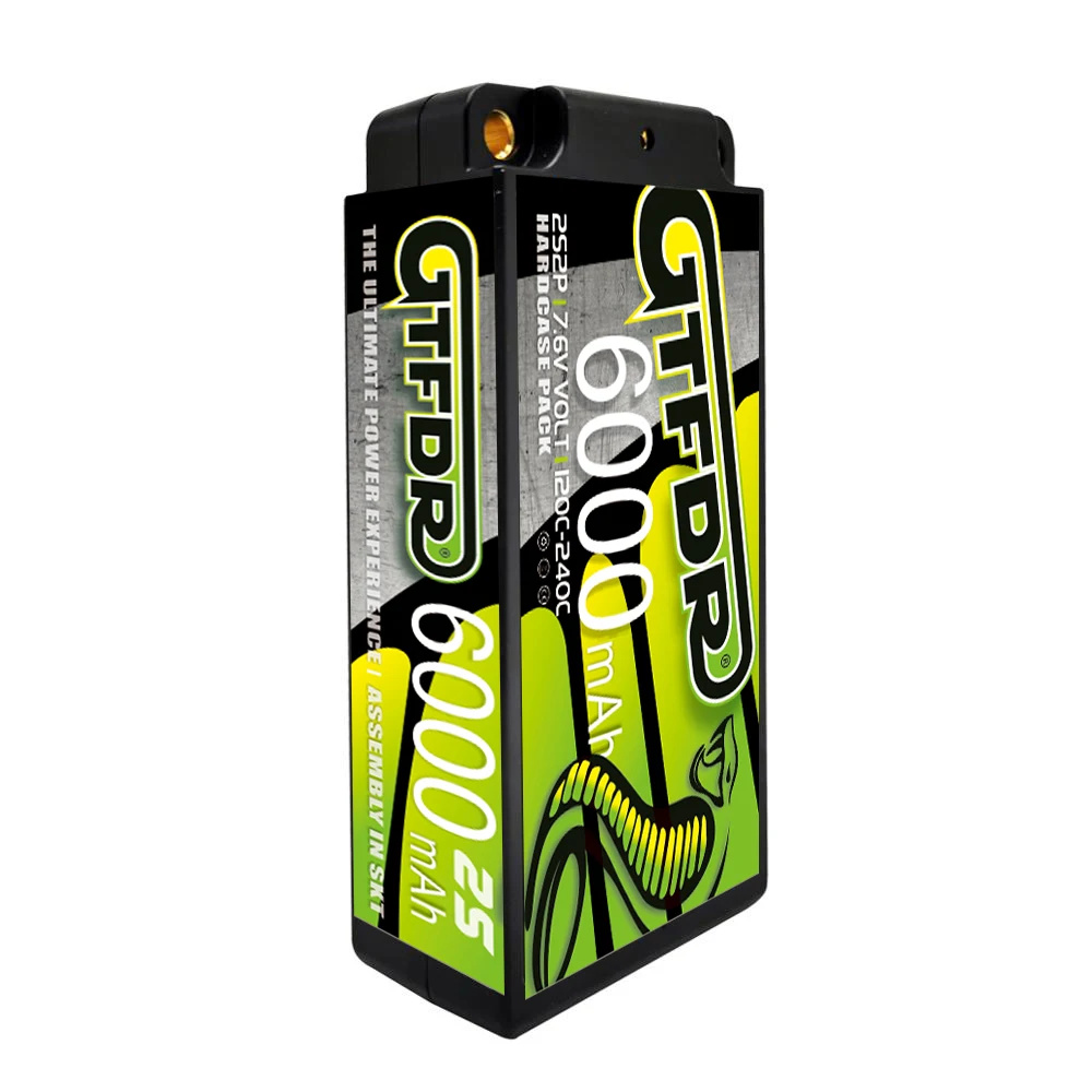 gtfdr lipo battery hv 2s short 76 v 6000mah 120c 240c rc 5mm bullet competition короткий пак