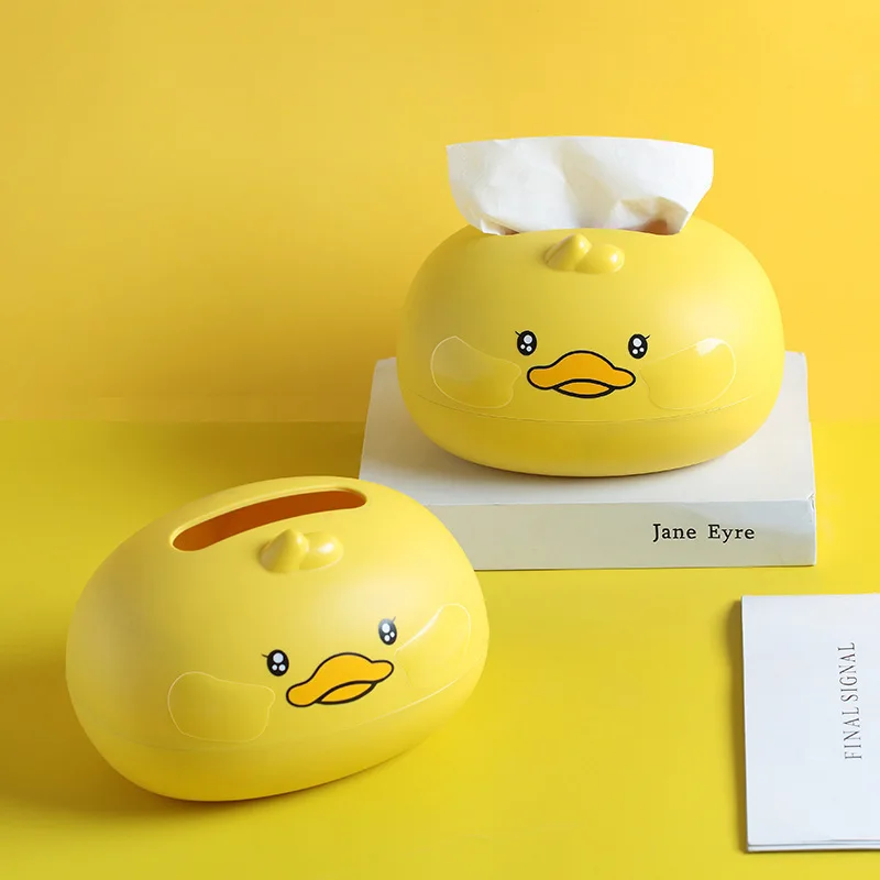 

Cute Cartoon Duckling Modeling Tissue Boxes Seat Type Table Tabletop Tissue Box Living Room Batheroom Kitchen Paper Organizer