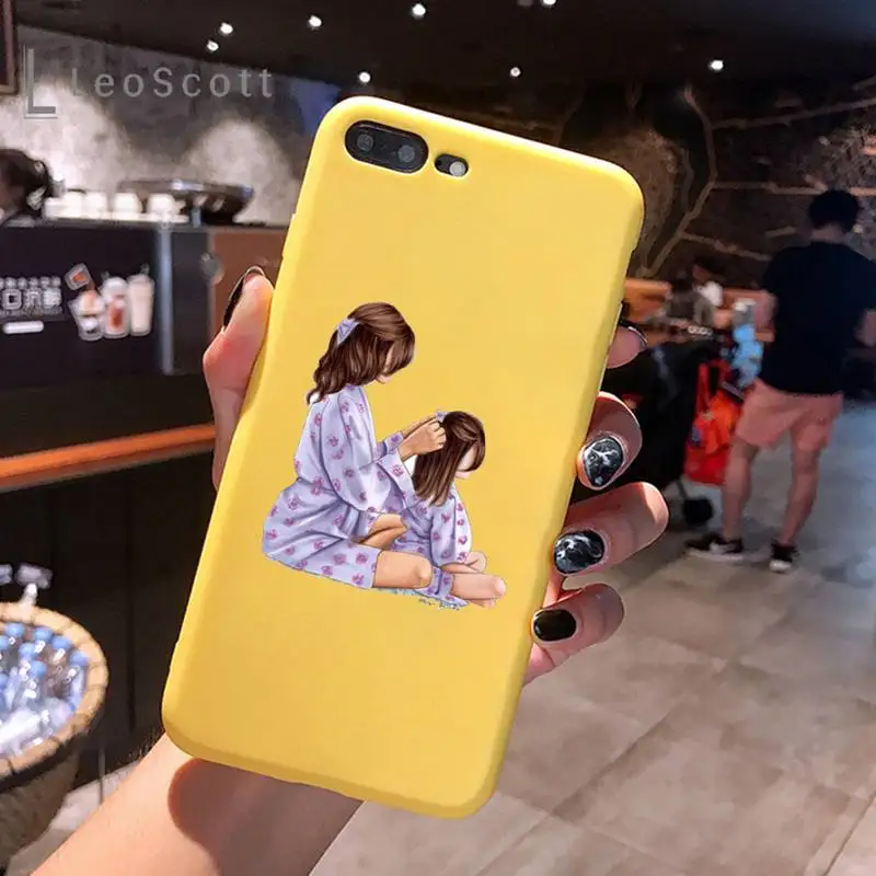 

Mom and baby Phone Case Candy Color for iPhone 11 12 mini pro XS MAX 8 7 6 6S Plus X 5S SE 2020 XR