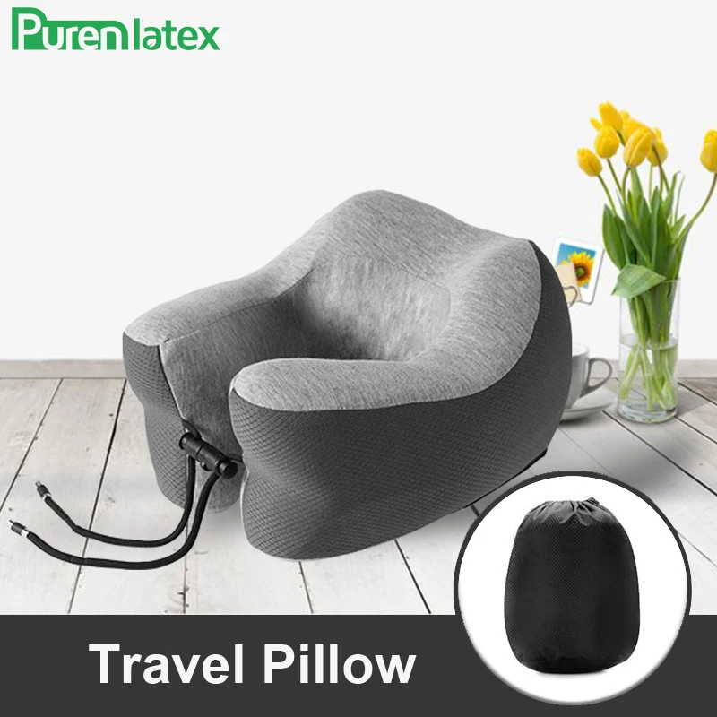 PurenLatex Memory Foam U shape Подушка для путешествий для самолета затылочный шейный подушку с замком медленная отскока амортизирующая подставка