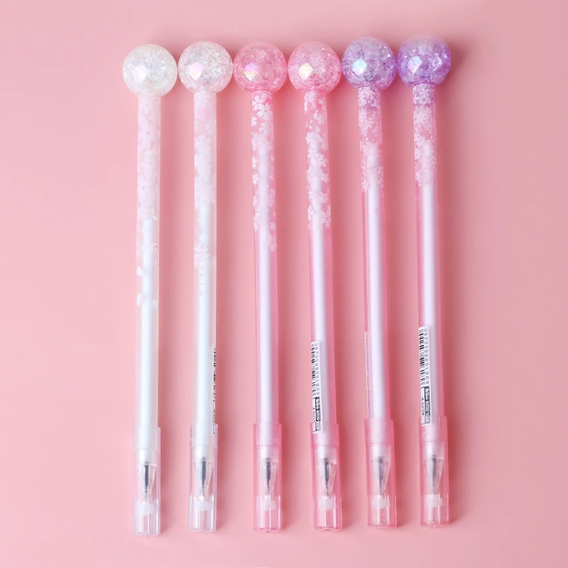 

36Pcs Cute Cherry Blossom Gel Pens Kawaii Stationery Store Funny School Stuff Thing Roller Ball Point Blue Rollerball Ballpoint