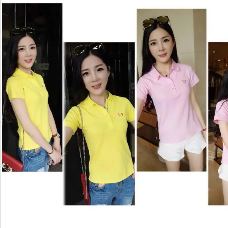 Размер S-4XL женская рубашка поло весенне-летняя Хлопковая футболка с коротким