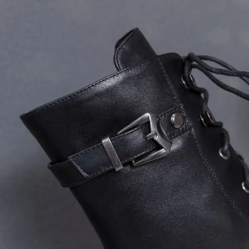 ZALAVOR/женские ботинки до середины икры обувь в готическом стиле из натуральной