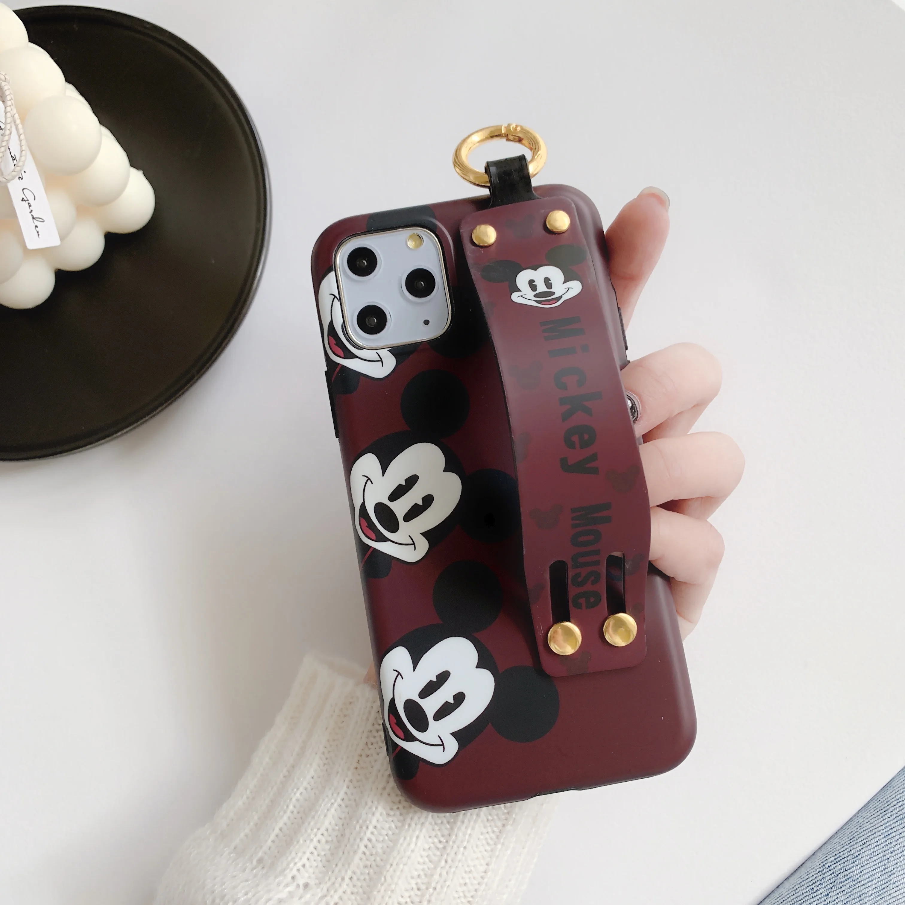 Cartoon Mickey Hand Strap Silicon Phone Case For iphone 11 Pro Max iPhone XS XR X 6S 6 7 8 Plus Cases Back Cover |