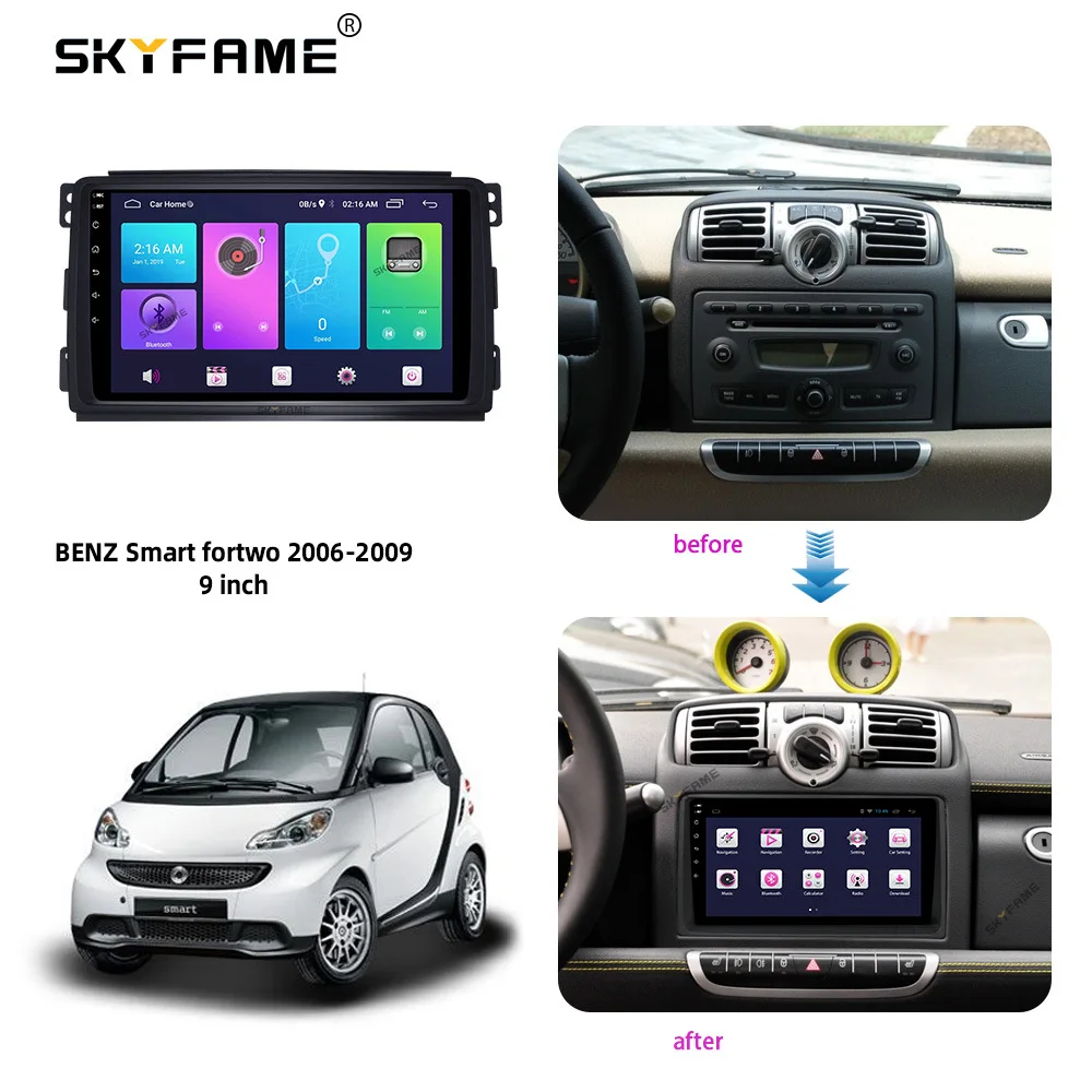 

For Benz Smart Fortwo 2006-2009 2 Din Car Radio Android Multimedia Player GPS Navigation IPS Screen 9 Inch