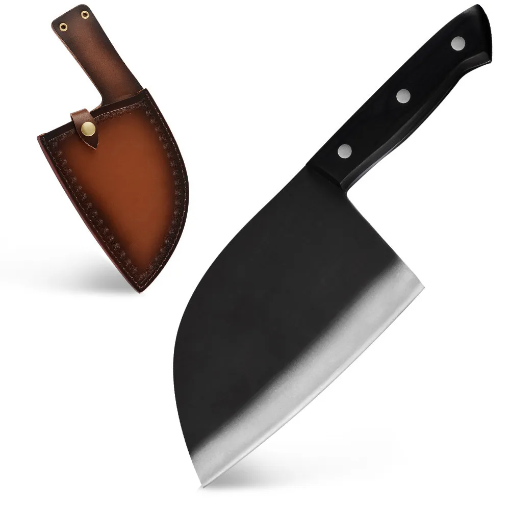 

Нож шеф-повара Grandsharp ручной работы кованый 4Cr1 4Mov стальной кухонный нож мясника профессиональный нож для мясника нож для измельчения с ножна...