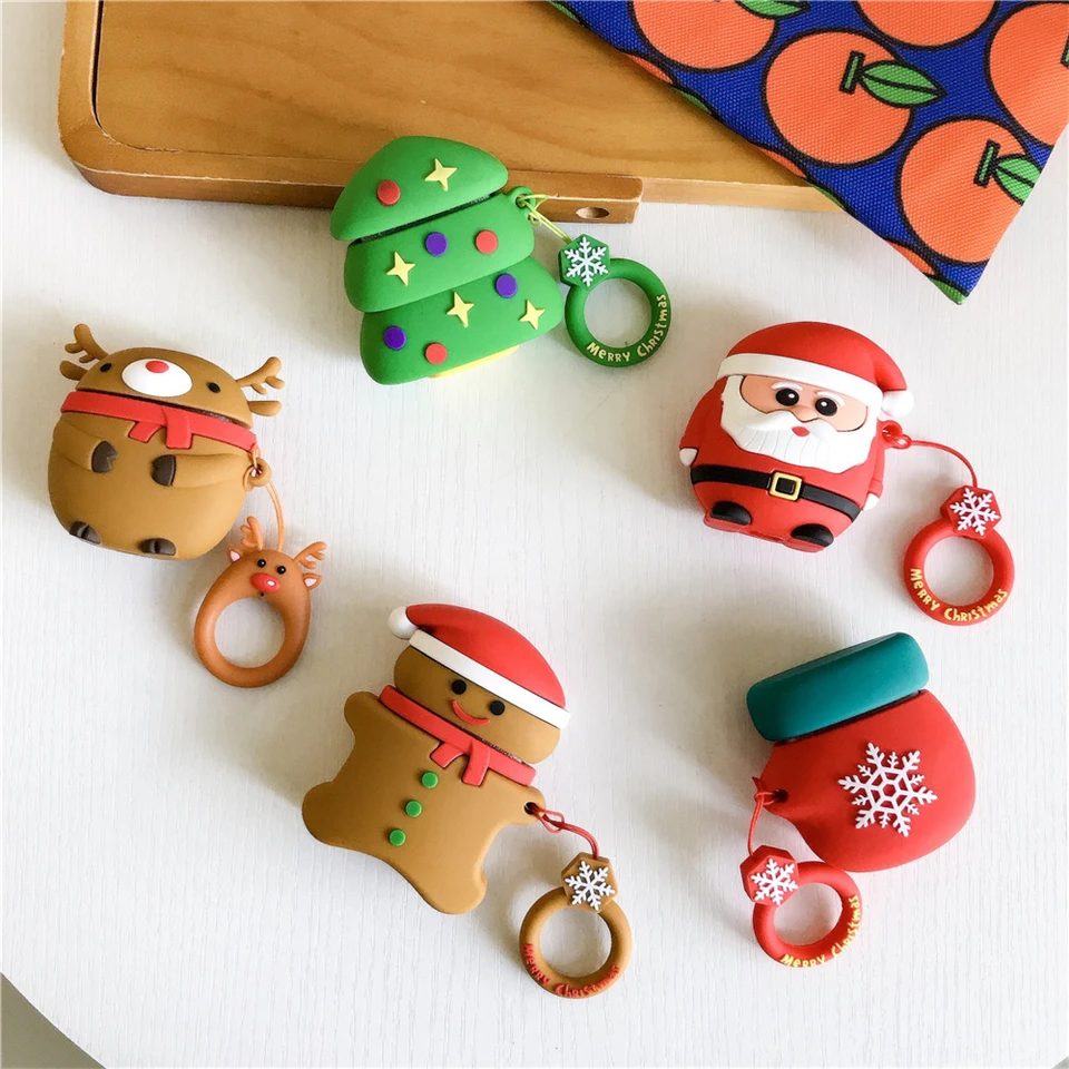 Christmas Soft Silicone Case For Apple AirPods 2/1 Earphone Protective Cover AirPod Air pods Charging Box | Электроника