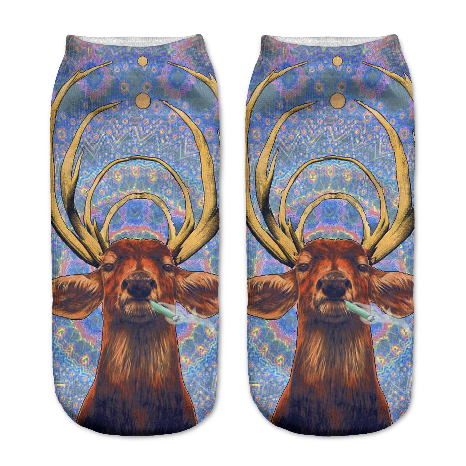 Милые хлопковые носки с 3D-принтом животных Волк/Сова/лошадь/медведь брикет для