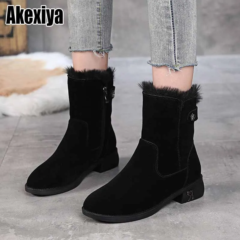 

Теплые зимние сапоги из коровьей кожи, новинка 2021, модные зимние сапоги, нескользящая обувь на плоской подошве, женские сапоги