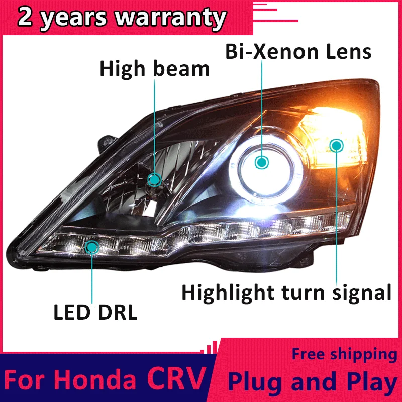 Для Хонда сrv головной светильник s 2007-2011 для светодиодный налобный фонарь Ангел
