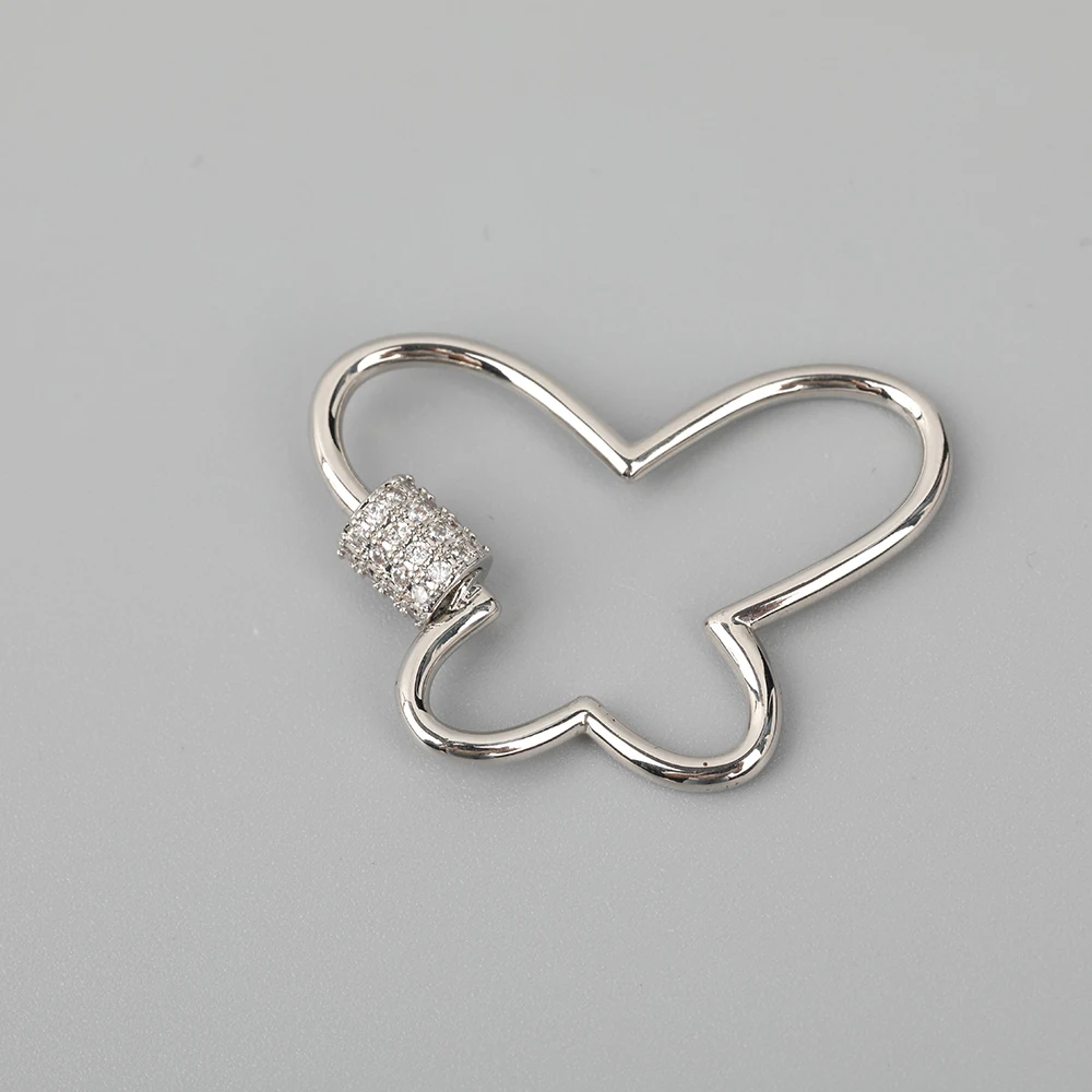 

10pcs/Lot 34x24mm CZ Micro Paved Butterfly Screw Clasps Lock Carabiner Connecter Clasps Necklace Jewelry Findings FH-227ABF.F