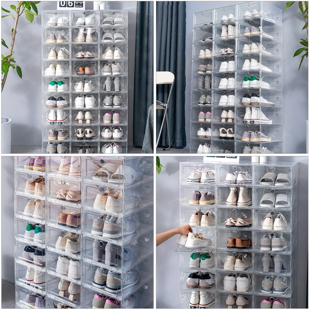 

6Pcs Transparent Shoes Storage Boxes Drawer Type Shoes Container Shoes Case