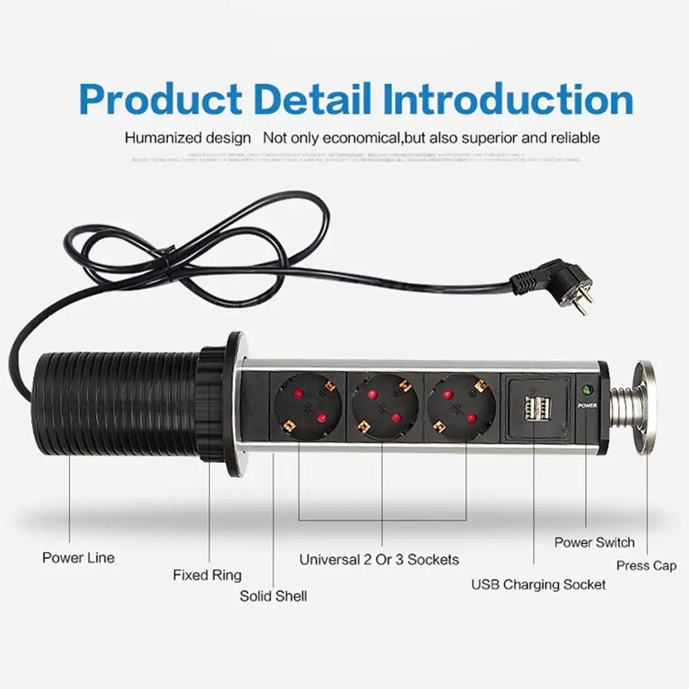 Штепсельная Вилка USB для дома выдвижная кухонная розетка офисного стола розетки