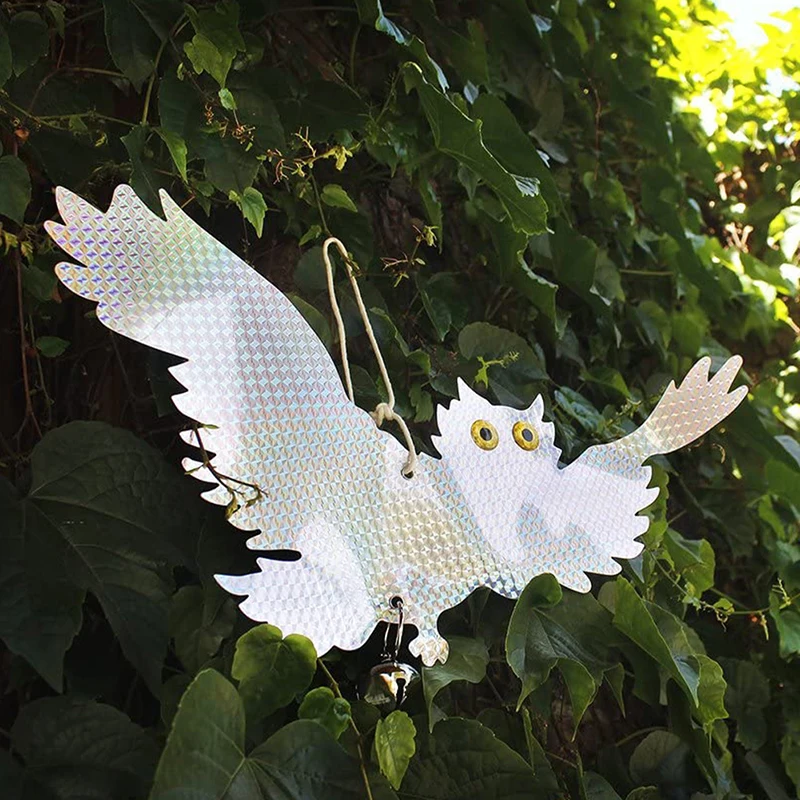 

Garden Laser Reflective Fake Owl Supplies Hanging Reflective Owl Scarecrow Scares Bird Pigeons Woodpecker Repellent Birds