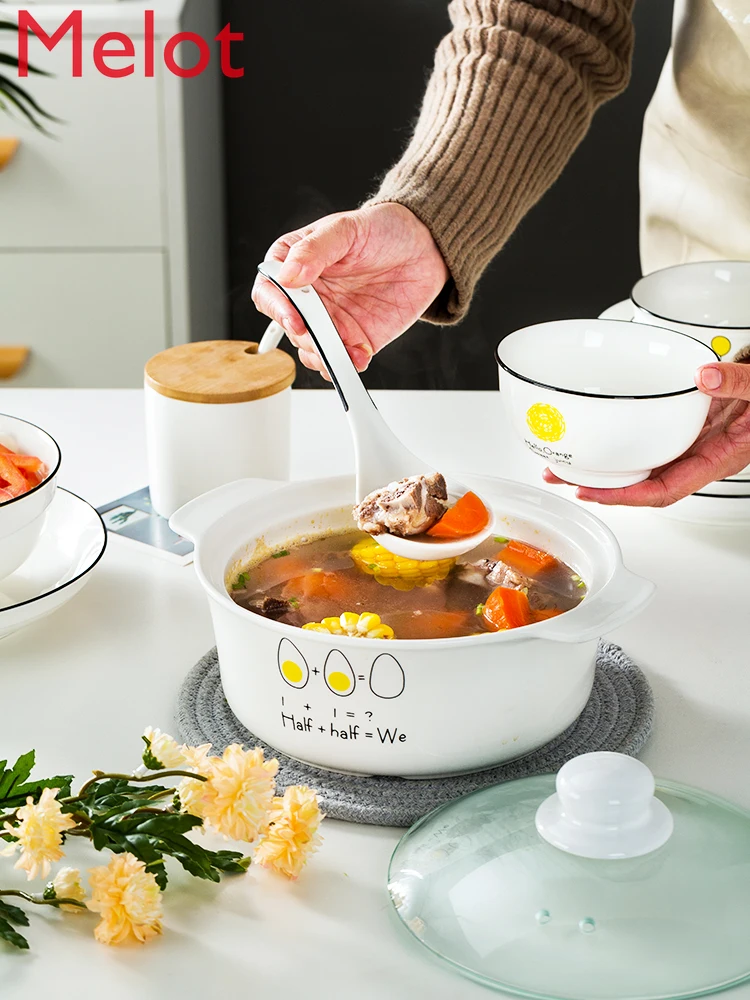 

Nordic Simple Ceramic Tableware Bowl and Plates Set Plate Tableware Household Jingdezhen Creative Bowl Noodle Bowl Fish Dish