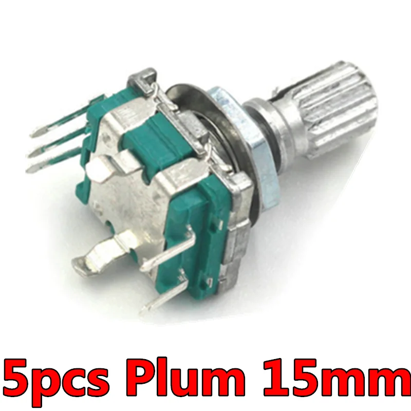 5pcs/lot Half/Plum 360 Degree Rotary Encoder, handle length 15mm 20mm code switch EC11 digital potentiometer with switch 5Pin