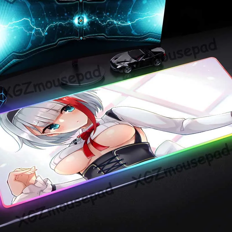 XGZ мультфильм сексуальная девушка HD Большой RGB коврик для мыши черный замок край
