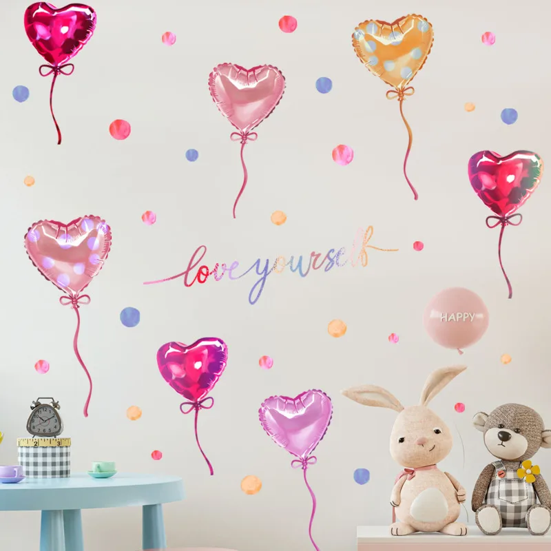 

New Colorful Love Ribbon Balloon Decoration Wall Stickers Children's Room Bedroom Kindergarten Background Wall Wall Stickers