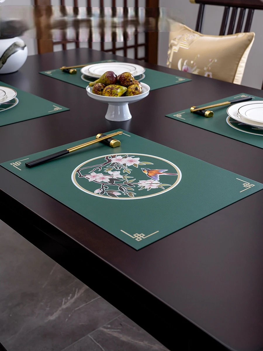 

New Chinese Style Placemat Waterproof and Oil-Proof Household Rectangular Tray Insulation Coasters