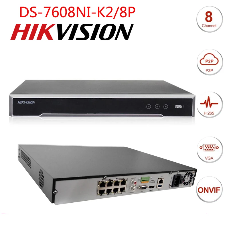 Видеорегистратор Hikvision H.265 NVR сетевой видеорегистратор 8 каналов Мп 16 с 8PoE