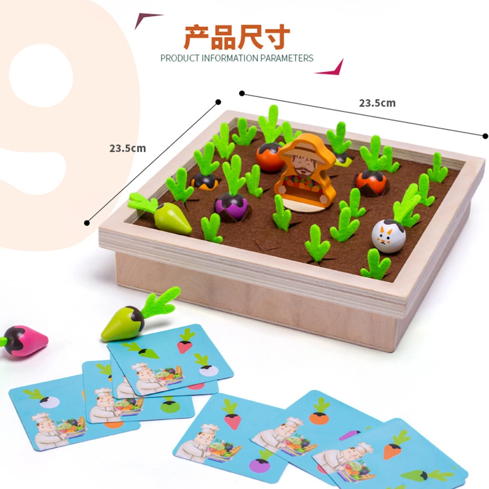 

3D Montessori Toy Baby Pull Carrot Children Kids Early Educational Toys Matching Size Cognitive Puzzle Children Wooden Baby Toys