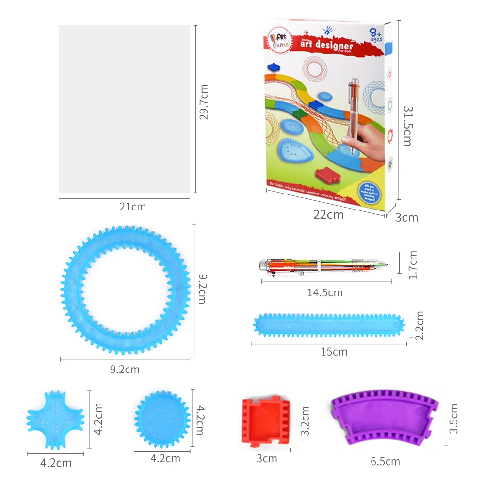Color box H Игрушки для рисования со спирографом и колесами, набор для рисования, набор для рисования, аксессуары, креативная развивающая игрушка для детей, детей, взрослых - Цвет: Color box H