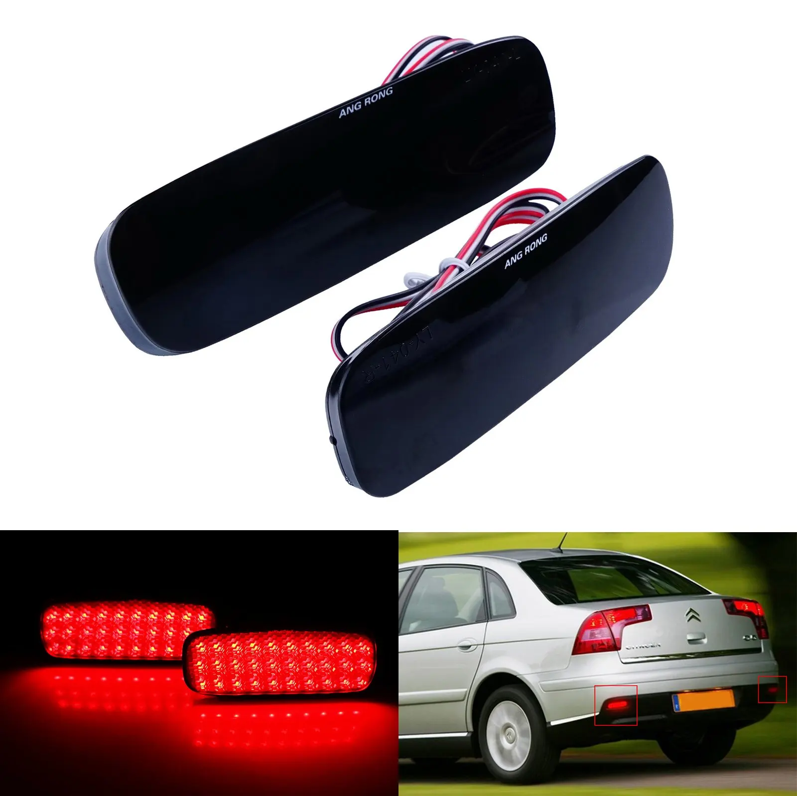ANGRONG 2x светодиодный бампер отражатель стоп светильник подходит для Citroen C1 C5 Peugeot 107