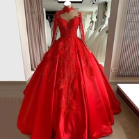 custom made new red sheer wedding dresses 2021 arabic muslim high neck long sleeves bridal gowns vestidos noiva