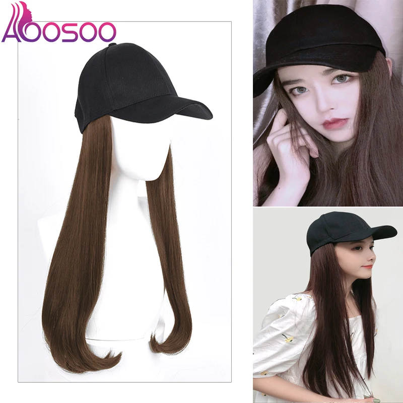 Женская бейсболка из длинных волос цельный парик натуральных на лето 2019| |