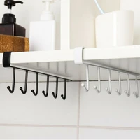 iron holder 6 hooks metal under shelf mug cup cupboard kitchen organiser hanging rack bathroom holder home organization storage