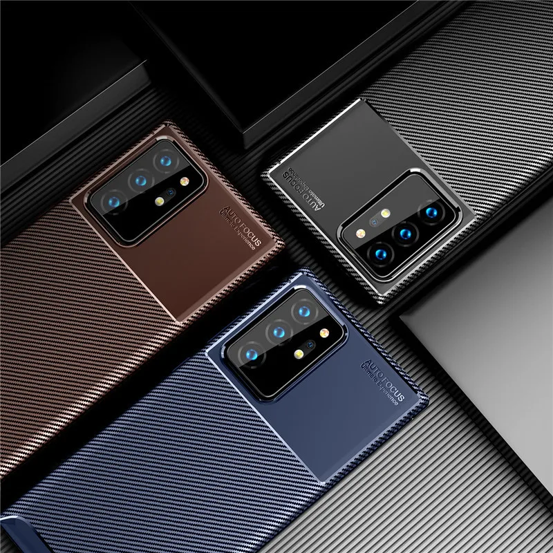 

Carbon Fiber Case For Samsung Note 20 Ultra Soft Silicone Bumper Ultra Thin Back Cover For Samsung S21 Plus S20 FE Phone Cases