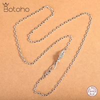 botoho trendy s925 sterling silver charm necklace 2021 fashion flower square chain pure argentum popular neck jewelry for women