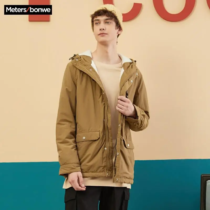 Metersbonwe зимние парки куртка из овечьей шерсти для мужчин пилота ВВС Теплая мужская
