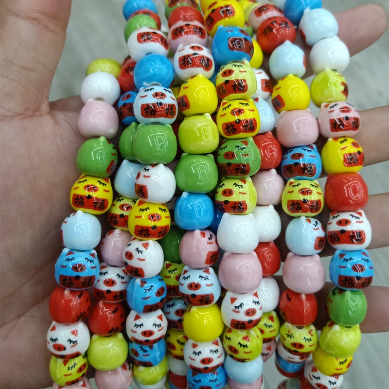

20pcs 10x11mm Mix Color Zhaofu Pig Ceramic Beads Fashion Lucky Animal Spacer Bead For Jewelry Making DIY Bracelet Accessories