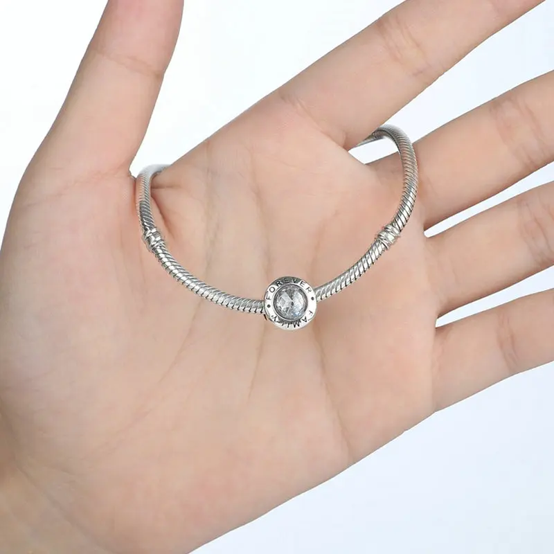 

Qikaola Classic 925 Sterling Silver Family Forever Clear CZ Bead Fit Original Pandora Charm Bracelets Fashion Jewelry CMS378