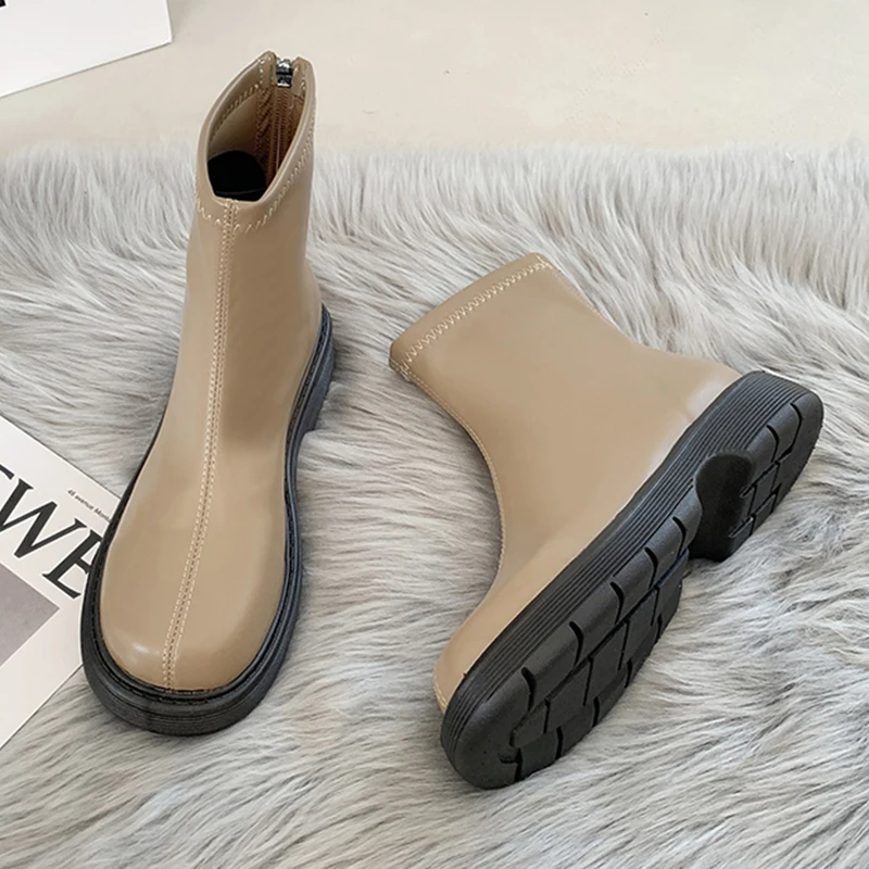 

Autumn Women Ankle Short Modern Boots Fashion Female Round Toe Casual Outside Shoes For Woman Zippers Shoes Ladies Chelsea Boots