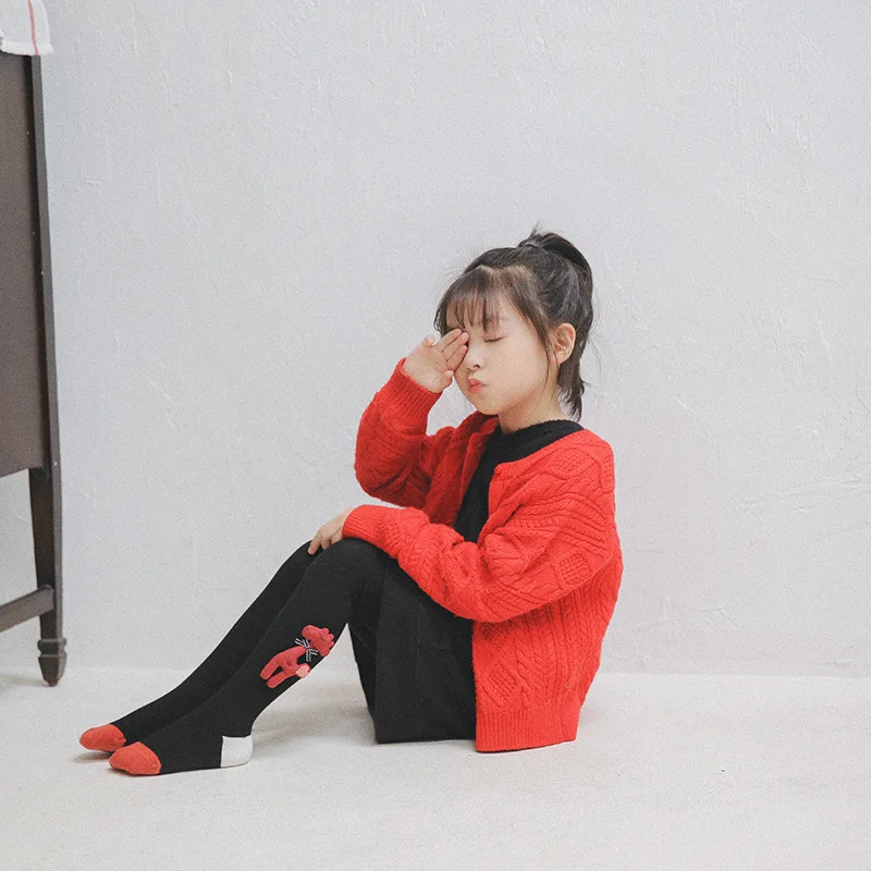 Колготки для маленьких девочек модные осенне-зимние колготки Мультяшные