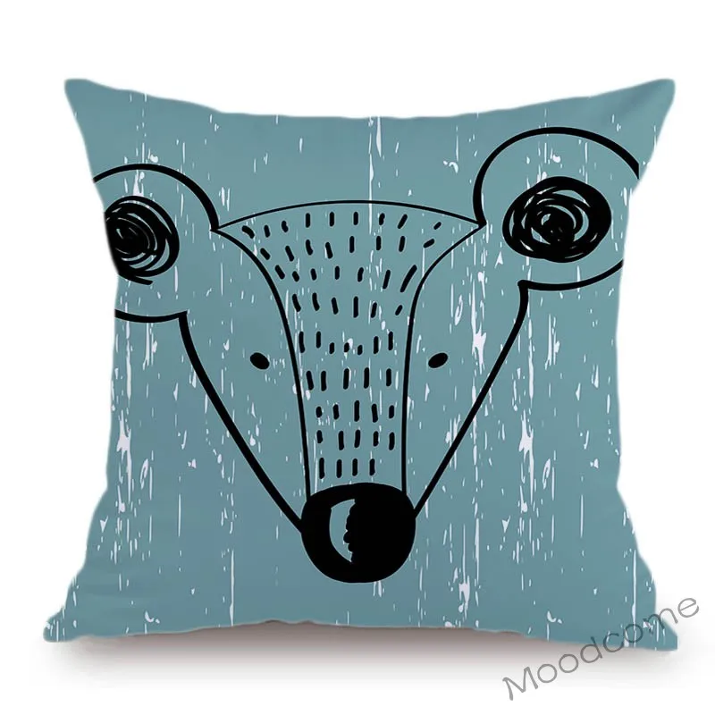 Винтажная Милая голова животных мультяшная Зебра свинья корова коала Тигр Лев