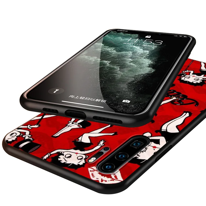 

Betty Boop Cartoon Black Cover For Huawei P40 P30 P20 P10 P9 P8 Lite E 5G 2017 2019 Pro Plus Phone Case
