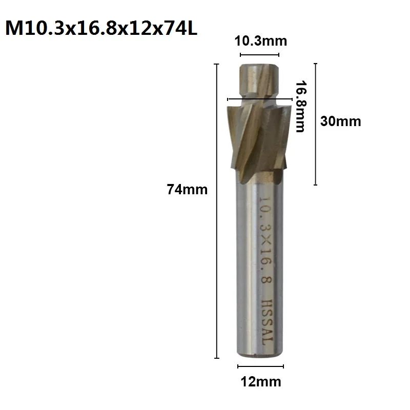 M10.3x16.8x12x74 XCAN 1 шт. 4 Флейта HSS Цековка торцевой фрезы M3.2-M16.5 пилота долбежный инструмент фреза для дерева/металла сверления Зенковка - Длина режущей кромки: M10.3x16.8x12x74