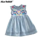 Джинсовое платье с вышивкой, без рукавов, k1