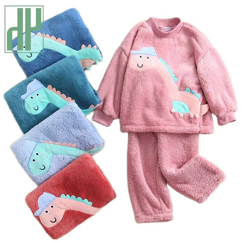 

Clothing Sets Baby Boy Kids Winter Flannel Thicken Outfits Warm Sleepwear Suit Girls Teenage Pajamas Sets Clothing For Children
