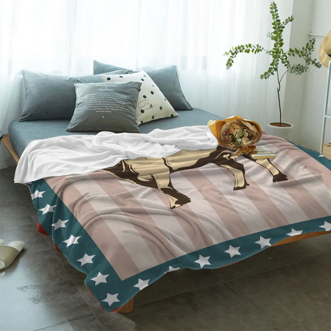 День Независимости звезды полосы фермы животных пледы одеяло флис