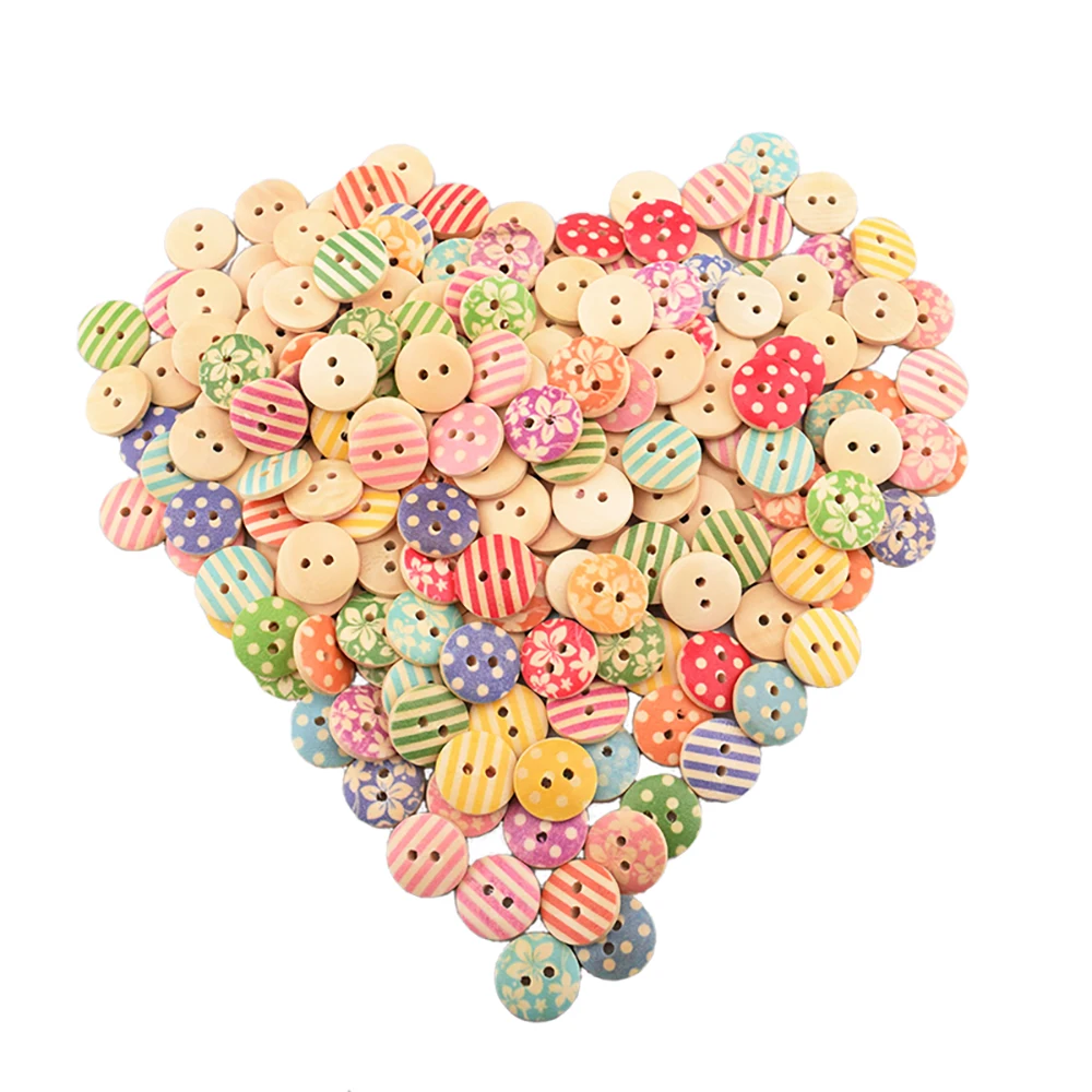 

Chainho,Wooden Button,2 Holes,Mix Polka Dot,Stripe,Flower Pattern, DIY Sewing Material,Clothing Accessories,100pcs/Bag,B033