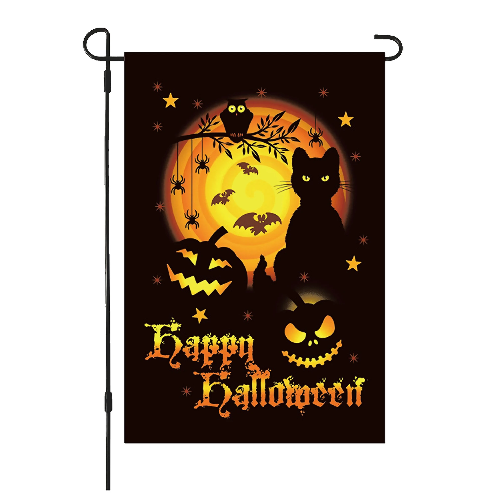 

Halloween Autumn Garden Flag Pumpkins Bats Castle Ghosts Black Cats Double Sided Burlap Yard Flag Halloween Indoor Outdoor Decor