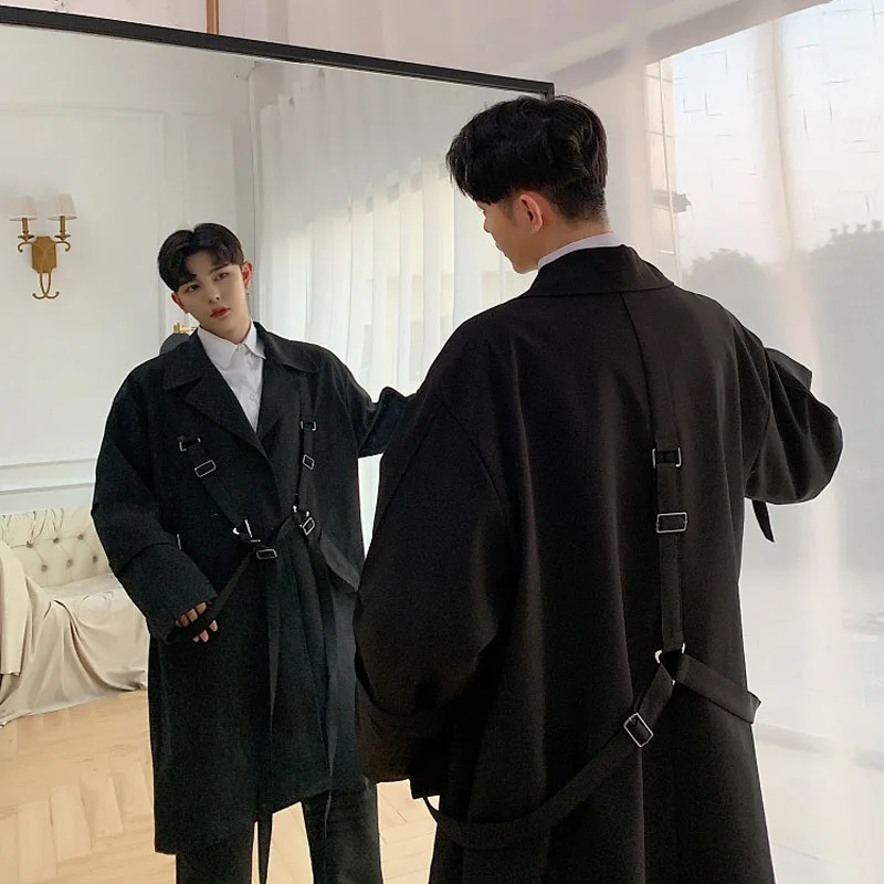 Уличный плащ для мужчин и женщин Свободный Длинный Тренч в стиле панк хип хоп с