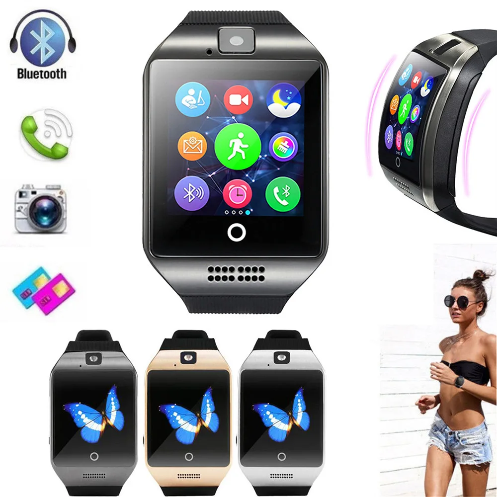 Q18 Bluetooth Смарт часы с камерой Twitter Facebook Whatsapp синхронизация спортивные Поддержка SIM